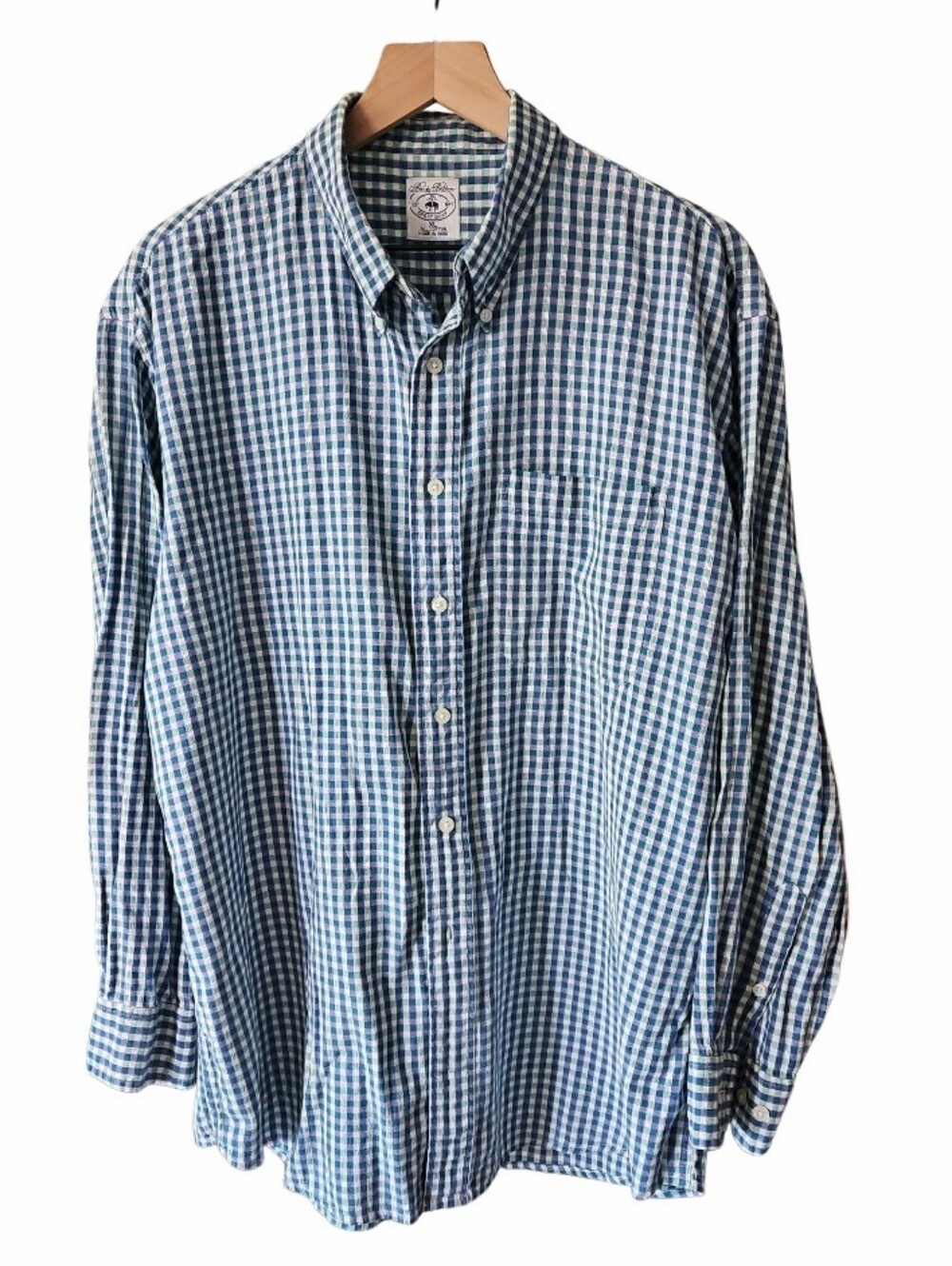 Brooks Brothers Blue & White Gingham Button-Down Shirt Size XL